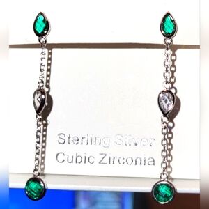 Sterling Silver Cubic Zirconia Green Earrings
